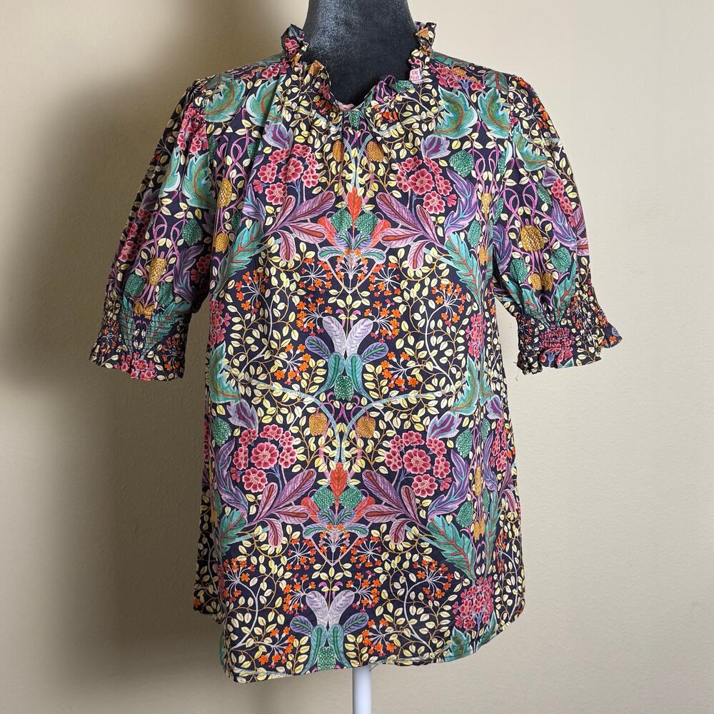J. Crew Puff-sleeve top in Liberty® Elm House floral Ruffle Neck Size Small
